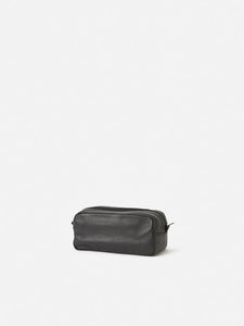 Marlo Black Leather Wash Bag | Small