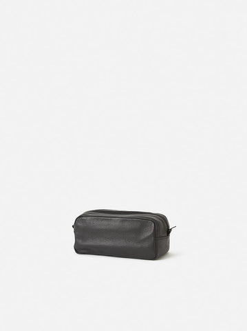 Marlo Black Leather Wash Bag | Small