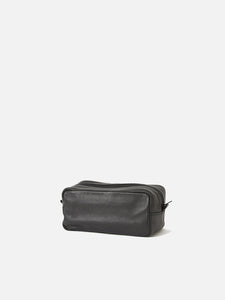 Marlo Black Leather Wash Bag | Large