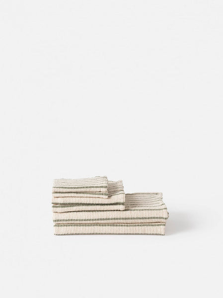 Stripe Waffle Face Cloth | Olive